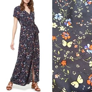 🌤️Sanctuary XS, Butterfly Thigh Slit Maxi Dress